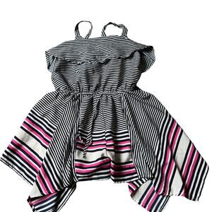 Japna Kids Romper - Black Stripe with Pink Detail - Size 10